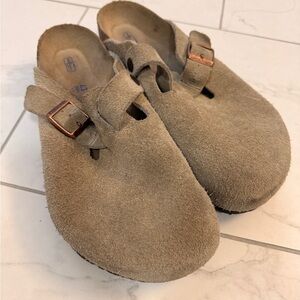 Birkenstock Suede Slip-Ons - Beige